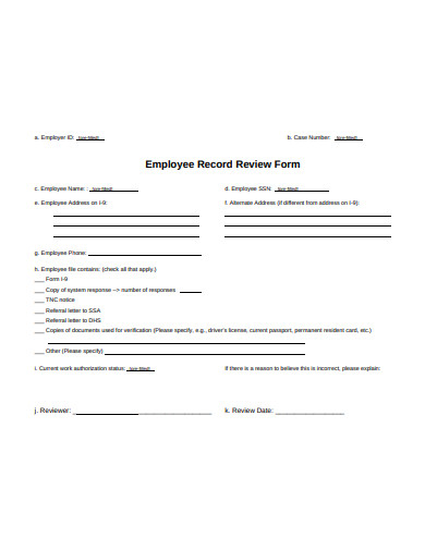 employee record review form 