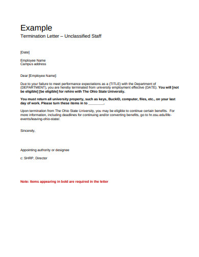 employee termination letter example