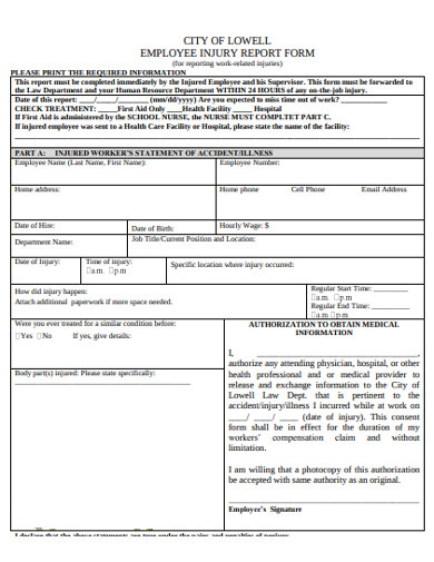 employee injury report form example