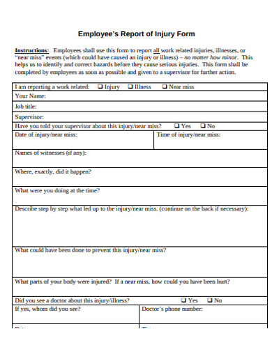 employee’s report of injury form 