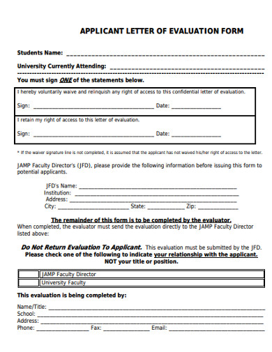 evaluation application form