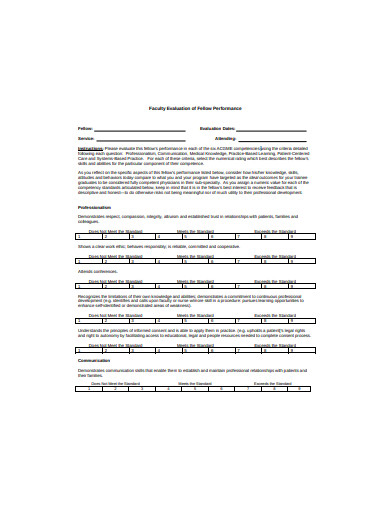 faculty evaluation performance template