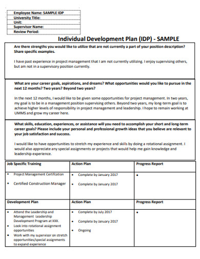 Formal Individual Devolopment Plan