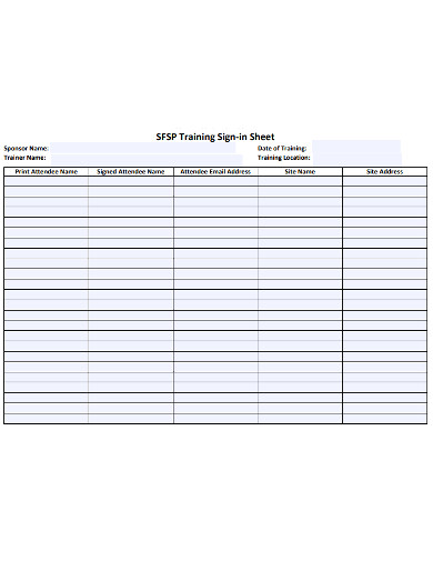 formal training sign in sheet example