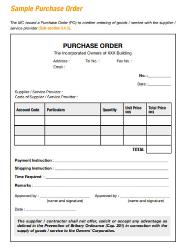 formal purchase order example