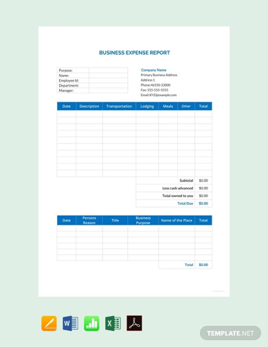 free business expense report templates