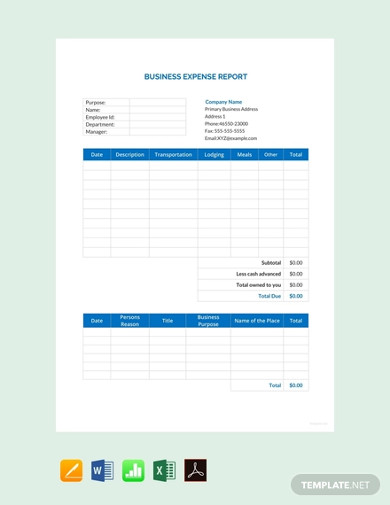 Free Business Expense Report Templates