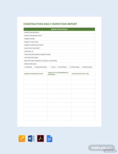 Free Construction Daily Inspection Report Template