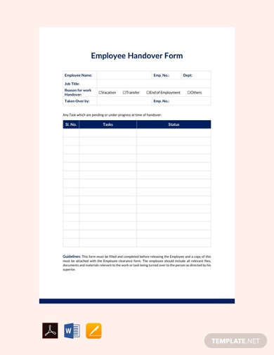 free employee handover report template