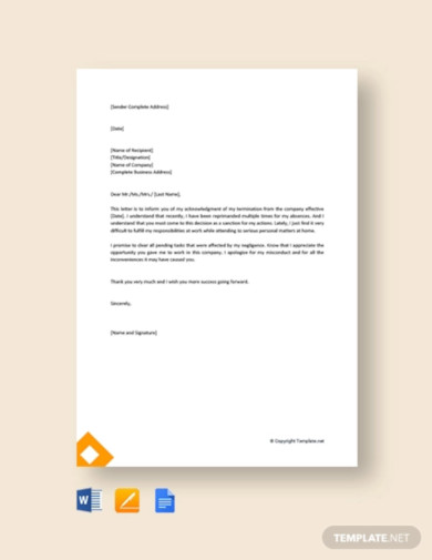 free employee termination acknowledgement letter1