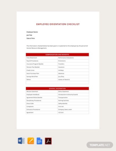 free hr employee orientation checklist template
