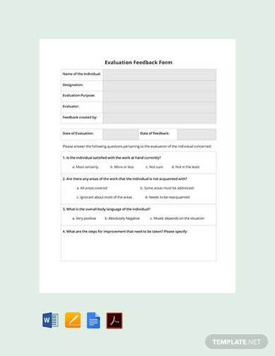 free hr evaluation feedback form