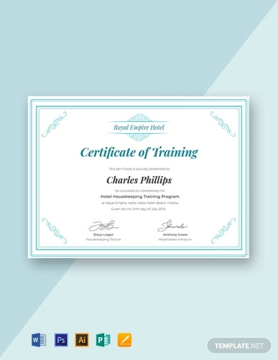 Free Hotel Training Certificate Template