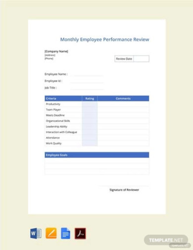 free monthly employee review template