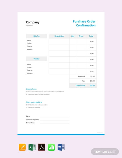 free purchase order confirmation template