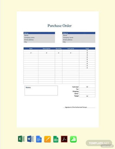free purchase order form