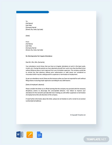 warning letter to employee for late coming