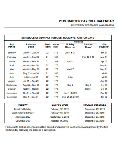 Payroll Calendar - 19+ Examples, Format, Pdf