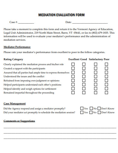 mediation evaluation form
