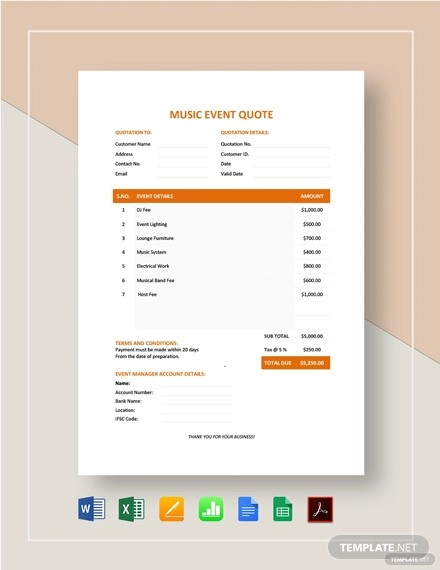 music event quote template