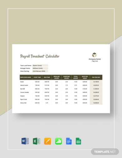 Payroll Timesheet Calculator Template