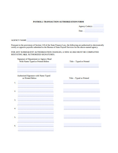 payroll transaction authorization form