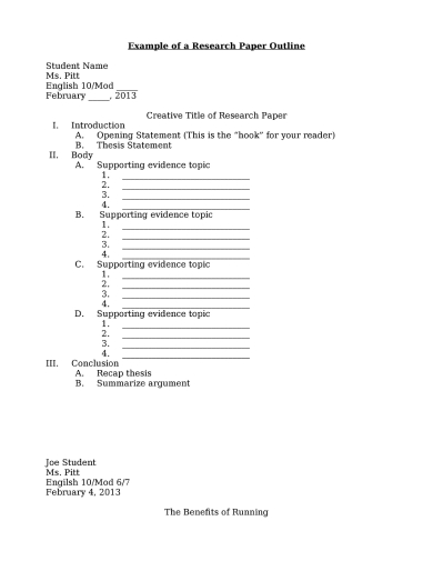 chicago style outline example