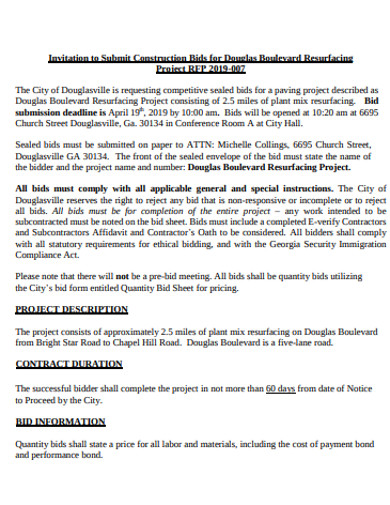 Printable Construction Bid