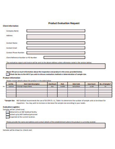 product evaluation request form 