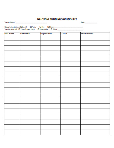 professional training sign in sheet example