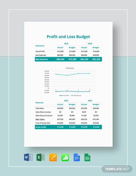 profit and loss budget template