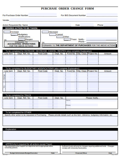 purchase order change form example
