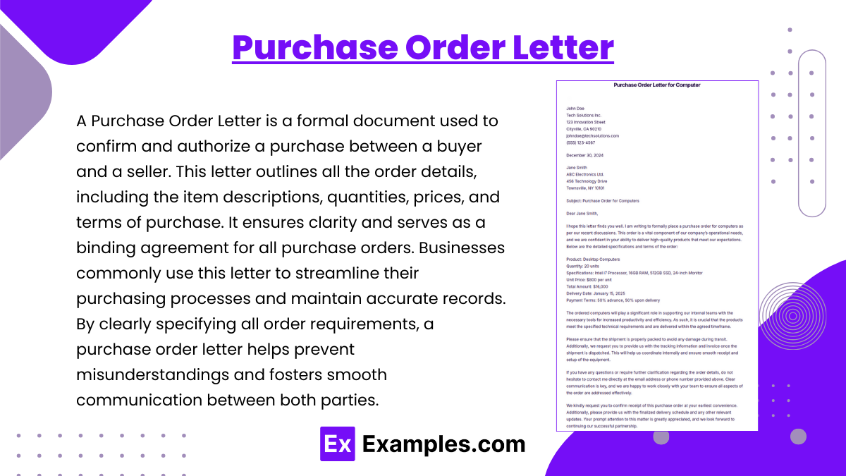 Purchase Order Letter