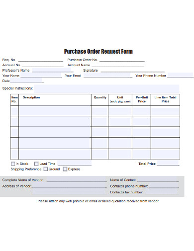 purchase order request form example