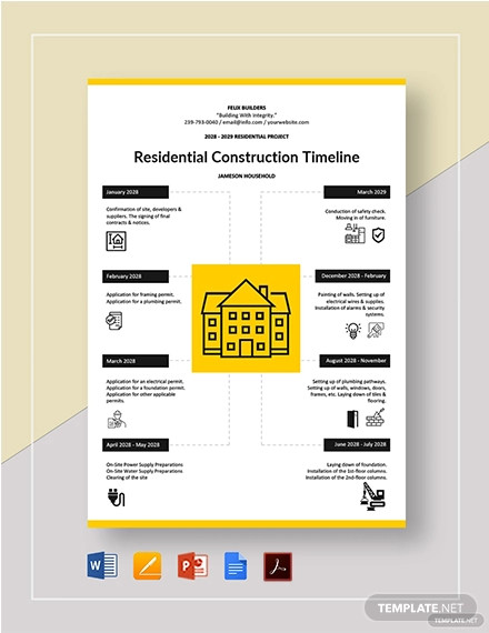 residential construction timeline template