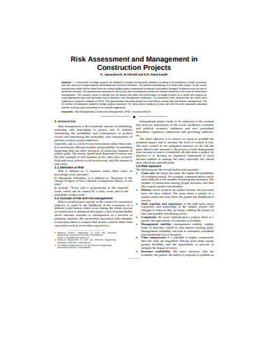 risk assessment and management in construction project