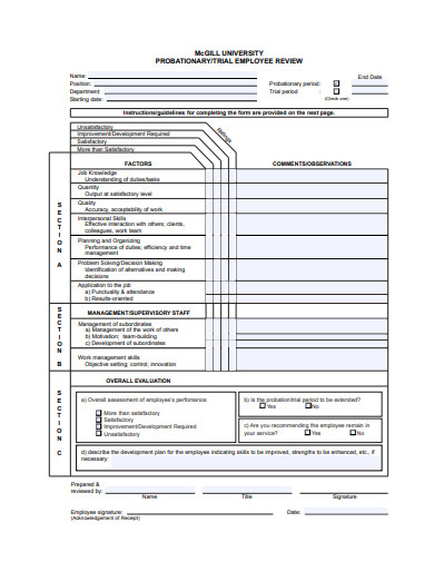 sample employee review form