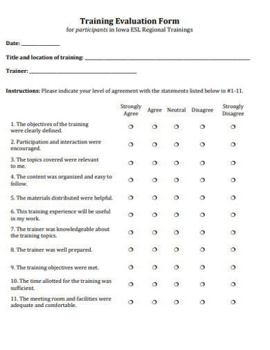 Training Evaluation Form - 21+ Examples, Format, Pdf | Examples