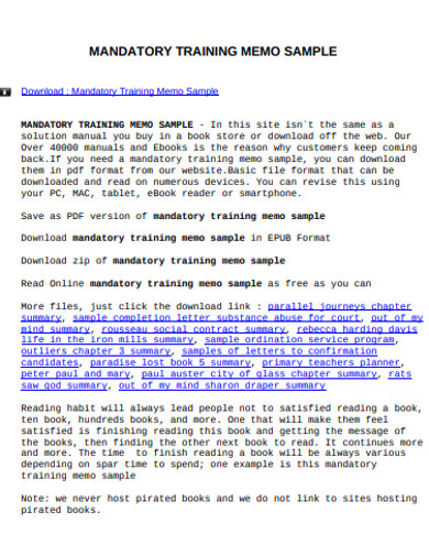 Sample Mandatory Training Memo Example