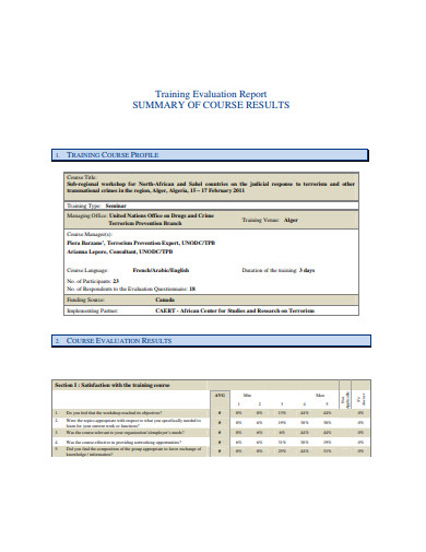 sample training evaluation report