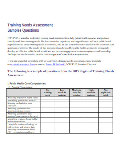 Training Needs Assessment - 11+ Examples, Format, Pdf | Examples