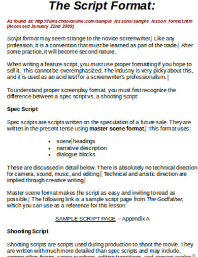 script writing format 