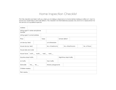 Simple Home Inspection Checklist