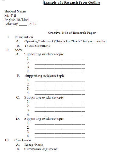 preliminary outline for research paper