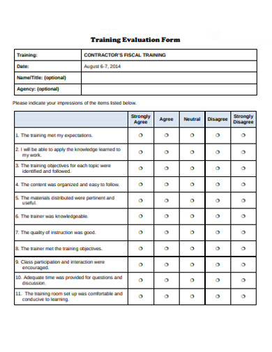 Training Evaluation Form 21 Examples Format Pdf