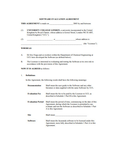 software evaluation agreement
