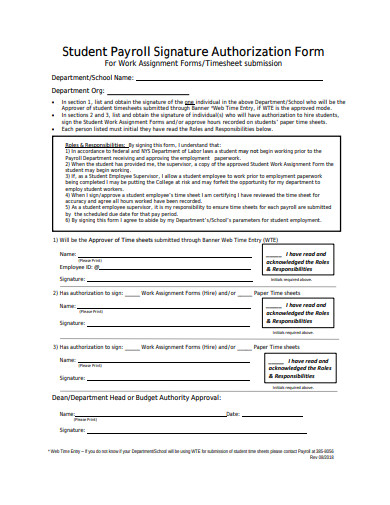 student payroll signature authorization form