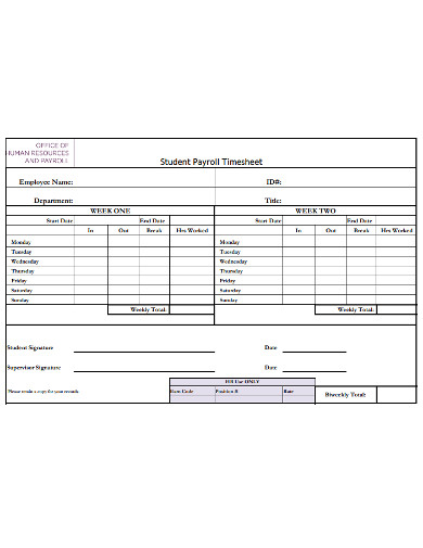 student payroll timesheet example