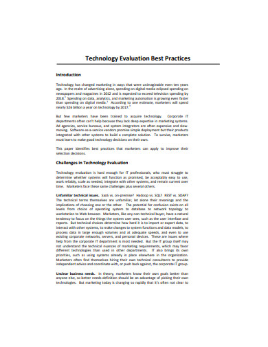 technology evaluation best practices in pdf