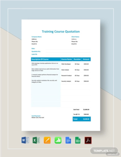 training course quotation template